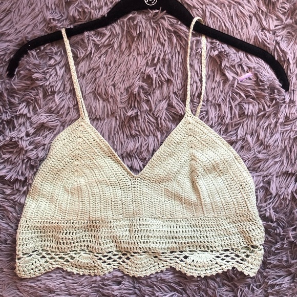 lue/green knitted cropped top - Picture 1 of 5